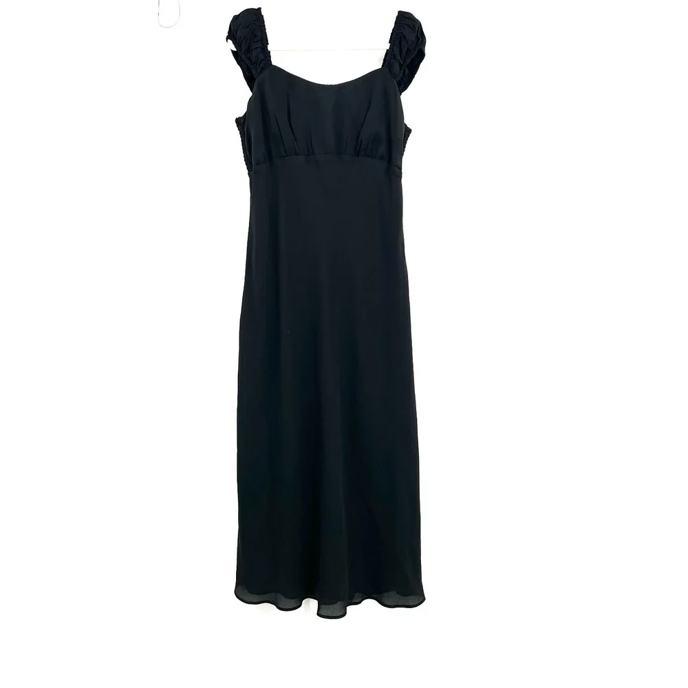 Abercrombie & Fitch retro y2k black maxi dress whimsigoth witchy empire waist XL